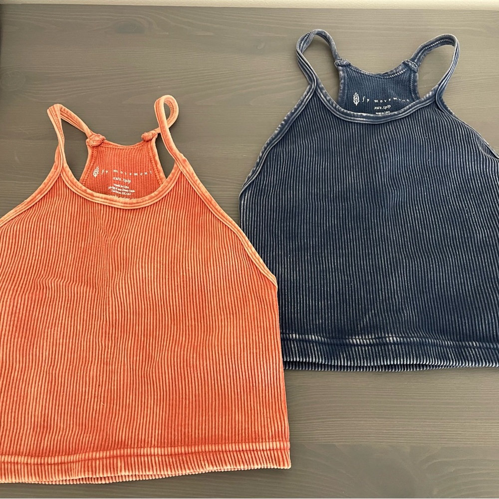 2 Free People Movement Happiness Runs Crop tanks